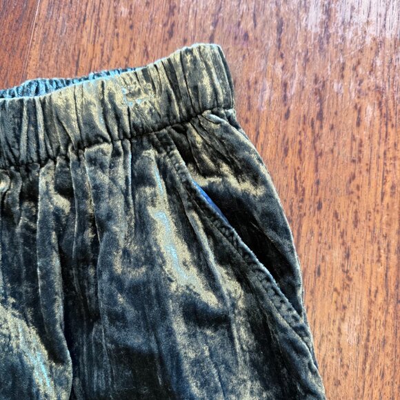 Anthropologie Ett:TWA Dark Green Velvet Elastic Waist Cropped Pull On Pants - Picture 5 of 8